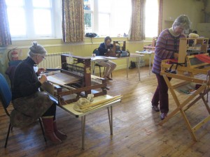 Table-top looms in the Main Hall 